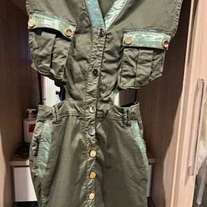 Stylish Olive Green Mini Dress